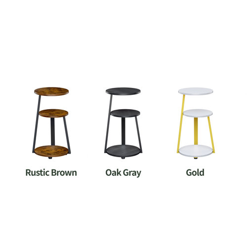 17 Stories Vernestine Round End Table Side Table with 3-Tier Shelves ...